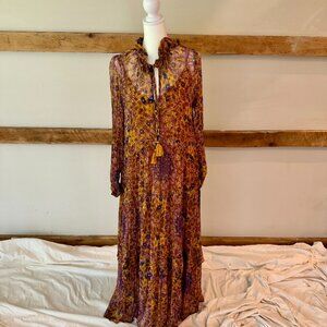 Anthropologie The Marais Printed Chiffon Maxi Dress